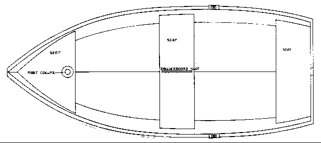 Plan shape of Dixi Dinghy. Argie 10 is similar, except for size.