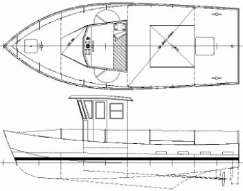 30ft steel hard chine fishing or work boat